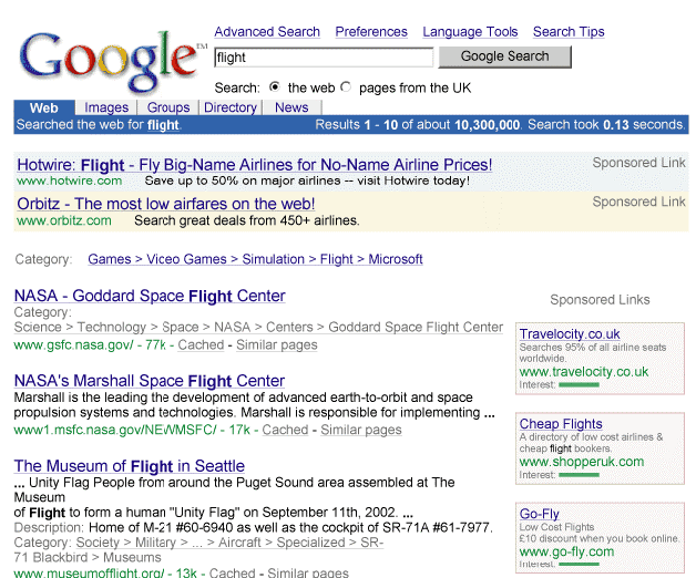 Diseño web eficiente en el buscador Google de 2002